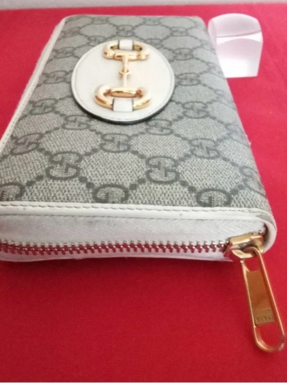 Gucci GG Supreme 1955 Horsebit crossbody wallet with gold accents
